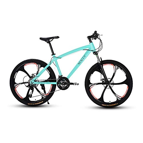 Mountain Bike : LRHD Mountain Bikes, 24 / 26 Inch Men and Women MTB Bicycle, High-carbon Steel Hardtail Urban Track Bike, Students Shift Dual Disc Brakes Adjustable Seat, 21 Speed, Blue 6 knives