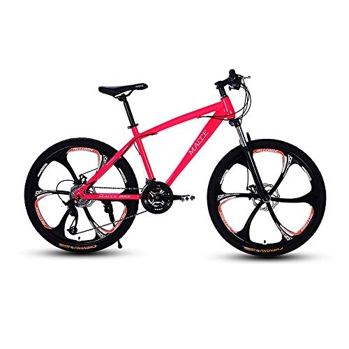 Mountain Bike : LRHD Mountain Bikes, 24 / 26 Inch Men and Women MTB Bicycle, High-carbon Steel Hardtail Urban Track Bike, Students Shift Dual Disc Brakes Adjustable Seat, 21 Speed, Pink 6 knives