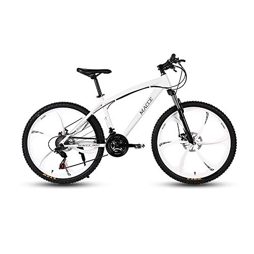 Mountain Bike : LRHD Mountain Bikes, 24 / 26 Inch Men and Women MTB Bicycle, High-carbon Steel Hardtail Urban Track Bike, Students Shift Dual Disc Brakes Adjustable Seat, 21 Speed, White 6 knives