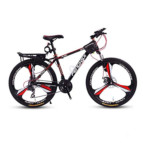 Mountain Bike : LRHD Mountain Bikes, 24 / 26 Inch Men and Women MTB Bicycle, High-carbon Steel Hardtail Urban Track Bike, Students Shift Dual Disc Brakes Damping Adjustable Seat, 21 Speed, Red 3 Knives (Size : L)