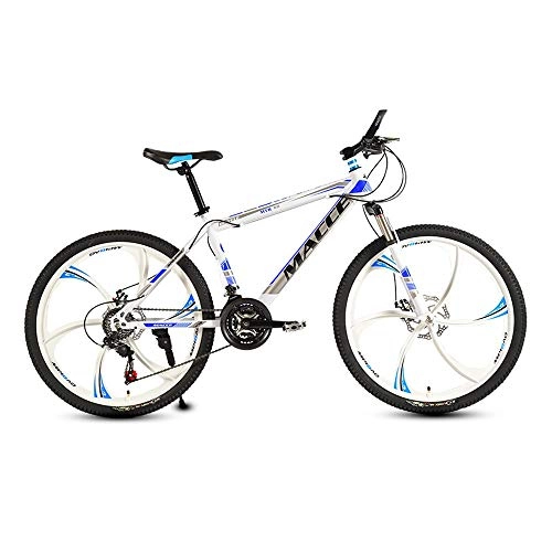 Mountain Bike : LRHD Mountain Bikes, 24 / 26 Inch Men's Mountain Bikes, High-carbon Steel Hardtail Urban Track Bike, Students Shift Double Shock Absorber Adjustable Seat, 21 Speed, White 6 Knives (Size : L)