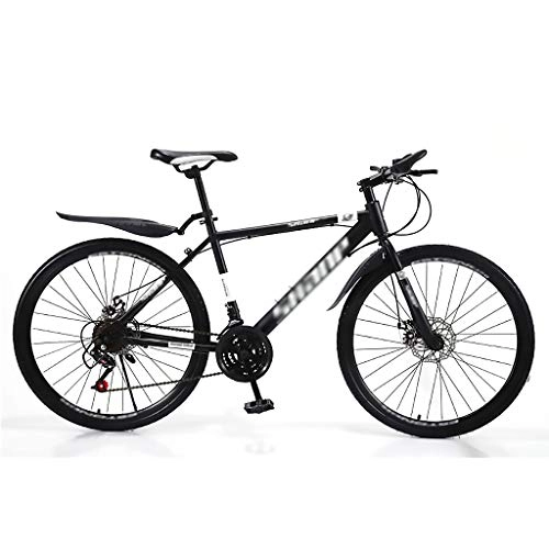Mountain Bike : LWZ 26 Inch Mountain Bike 24 Speed Adult Bicycle Seat Adjustable Road Bikes Dual Disc Brake High Carbon Steel MTB