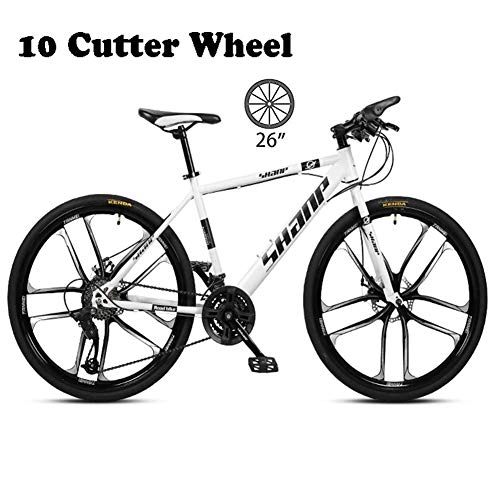 Mountain Bike : LXDDP Mountain Bike Carbon STEEL Bicycle Fork Suspension 10 Spoke Wheels Double Disc Brakes Bicycle Racing Bicycle Outdoor Cycling