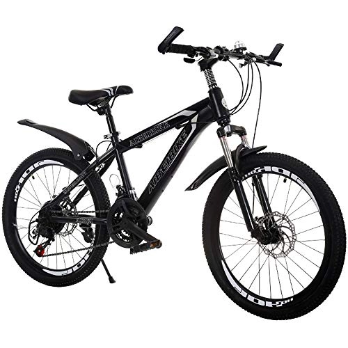 Mountain Bike : Lxyxyl Dual Suspension Mountain Bikes - Student Youth Men and Women Shifting Disc Brakes 20 / 22 Inch Junior High School Students Bicycle (Color : Black, Size : 20inch)
