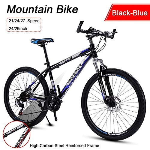 Mountain Bike : LYRWISHJD 24 / 26 Inch Hard tail Mountain Trail Bike Country Gearshift Bicycle Fork Suspension Adjustable Seat High Carbon Steel Dual Disc Brakes Unisex (Color : 21speed, Size : 26inch)