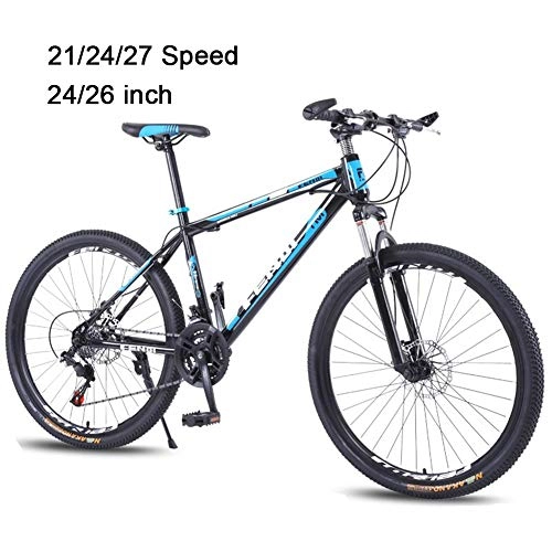 Mountain Bike : LYRWISHJD Adult Hard Tail Mountain Bike Country Gearshift Bicycle Exercise Bikes With Bold Shock Absorber Fork Mechanical Double Disc Brake Anti-slip Pedal For Men And Women Outdoor Fitness