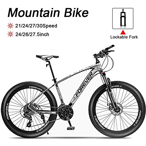 Mountain Bike : LYRWISHJD Hard Tail Mountain Bike 26 Inch Bikes For Adults Teens Aluminum Frame Outroad Bike With Lockable Front Fork Shock Absorption And Oil Brake (Color : 21Speed, Size : 26inch)