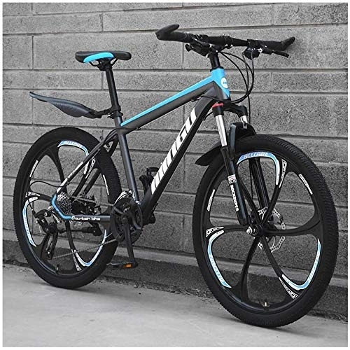 Mountain Bike : Lyyy 24 Inch Mountain Bikes, Mens Women Carbon Steel Bicycle, 30-Speed Drivetrain All Terrain Mountain Bike with Dual Disc Brake YCHAOYUE (Color : 27 Speed, Size : Cyan 6 Spoke)