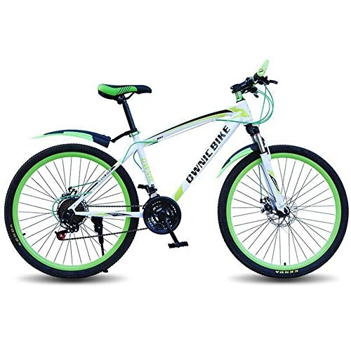 Mountain Bike : LZGBH Mountain Bike Double Disc Brakes 21 Speed Shock Absorber Shock Absorber 26 Inch Men And Women Bicycle Tx-30 Fingering Ideal Travel Toolwhite green