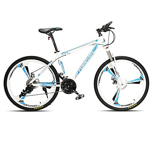 Mountain Bike : LZHi1 26 Inch Adult Mountain Bike, 30 Speed Fork Suspension Road Offroad City Bike, Aluminum Alloy Frame Double Mechanical Disc Brake Urban Commuter City Bicycle(Color:White blue)