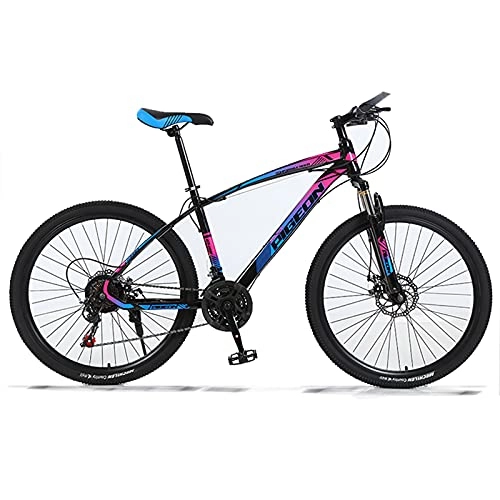 Mountain Bike : LZHi1 26 Inch Adult Mountain Bike With Lockable Front Suspension, 27 Speed Mountain Trail Bicycle With Dual Disc Brakes, High Carbon Steel Frame Urban Commuter City Bicycle(Color:Multicolor)