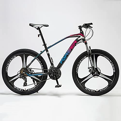 Mountain Bike : LZHi1 26 Inch Aluminum Alloy Mountain Bike For Men And Women, 27 Speed Dual Disc Brake Adult Mountain Bicycles, Suspension Fork City Road Bikes For Men And Women(Color:Blue)