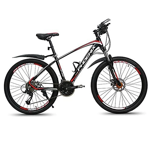 Mountain Bike : LZHi1 26 Inch Mountain Bike With Suspension Fork, 27 Speed Dual Disc Brake Mountain Bicycle, Aluminum Alloy Frame Outdoor Bike Commuter Bike For Women And Men(Color:Black red)