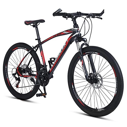 Mountain Bike : LZZB 26 in Mountain Bike 21 / 24 / 27 Speeds with Double Disc Brake Carbon Steel Frame Bicycle for Boys Girls Men and Wome / Red / 24 Speed