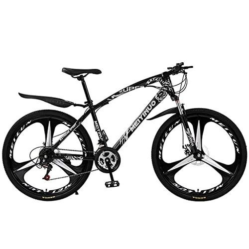 Mountain Bike : LZZB 26 inch Mountain Bike 21 / 24 / 27-Speed for Man Carbon Steel Frame with Double Disc Brake and Suspension Fork(Size:21 Speed, Color:White) / Black / 24 Speed