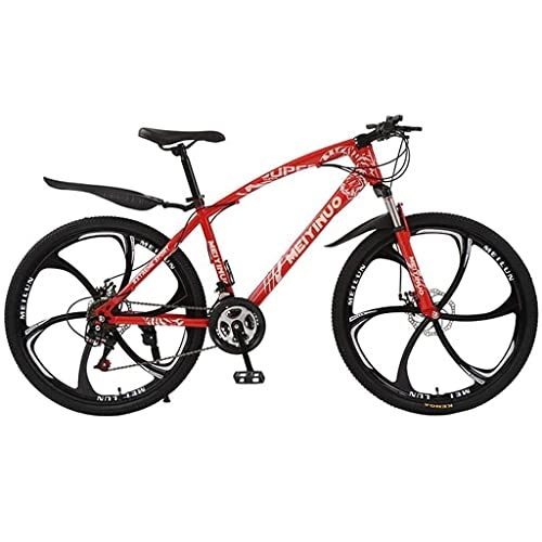 Mountain Bike : LZZB Adult Bike 21 / 24 / 27 Speed Mountain Bike 26 Inches Wheels MTB Dual Suspension Bicycle with Carbon Steel Frame / Red / 24 Speed