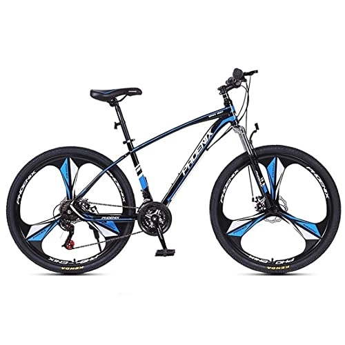 Mountain Bike : LZZB Hardtail Mountain Bike 26" Wheel Mountain Trail Bike High Carbon Steel Outroad Bicycles 21 Speed Front Suspension Bicycle Daul Disc Brakes MTB(Color:Blue) / Blue / 24 Speed