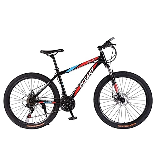 Mountain Bike : LZZB Hardtail Mountain Bike 26" Wheel Mountain Trail Bike High Carbon Steel Outroad Bicycles 21 Speed Front Suspension Bicycle Daul Disc Brakes MTB(Color:Blue) / Red