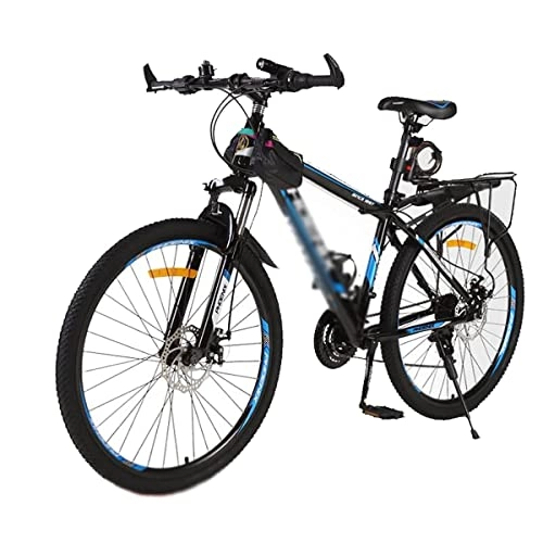 Mountain Bike : LZZB Mountain Bike 24 Speed Carbon Steel Frame 26 Inches 3-Spoke Wheels Dual Disc Brake Bike Suitable for Men and Women Cycling Enthusiasts / Blue / 24 Speed