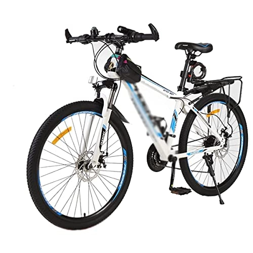 Mountain Bike : LZZB Mountain Bike 24 Speed Carbon Steel Frame 26 Inches 3-Spoke Wheels Dual Disc Brake Bike Suitable for Men and Women Cycling Enthusiasts / White / 24 Speed