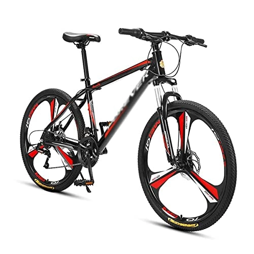 Mountain Bike : LZZB Mountain Bike 26 inch Wheels 24 / 27 Speed Carbon Steel Frame Trail Bicycle with Dual Disc Brakes for Men Women Adult / Red / 24 Speed