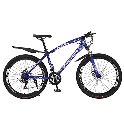 Mountain Bike : LZZB Mountain Bikes 21 / 24 / 27 Speed Dual Disc Brake 26 Inches Spoke Wheels Bicycle Carbon Steel Frame with Suspension Fork(Size:24 Speed, Color:White) / Blue / 27 Speed