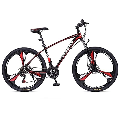 Mountain Bike : LZZB Youth / Adult Mountain Bike Carbon Steel Frame 27.5-Inch Wheels 24 / 27-Speed with Front and Rear Disc Brakes / Red / 24 Speed