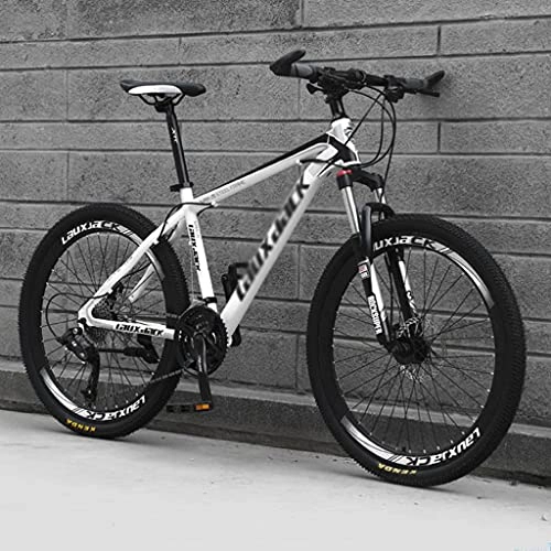 Mountain Bike : M-YN 26 Inch Mountain Bike 21 / 24 / 27 Speed Youth Aluminum Bicycle With Suspension Fork Urban Bicycle(Size:24speed, Color:white+black)