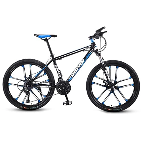 Mountain Bike : M-YN 26Inch Adult Mountain Bike Steel Frame 21 / 24 / 27 Speed Bicycle Full Suspension Mountain Bicycle(Size:21speed, Color:black+blue)