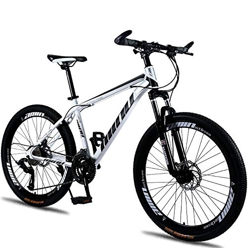 Mountain Bike : MATTE 26 Inch Adult Mountain Bikes with High Carbon Steel Frame, 21-Speed Gears Dual Disc Brakes Mountain Bicycle, Comfortable Outroad No-Slip Racing Cycling