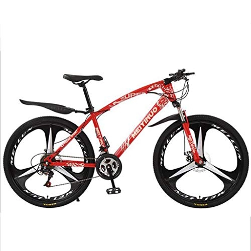 Mountain Bike : MBZL 26inch Folding Mountain Bike 21 24 27 Speed Bicycle Full Suspension MTB Bikes (Color : Red, Size : 24 Speed)