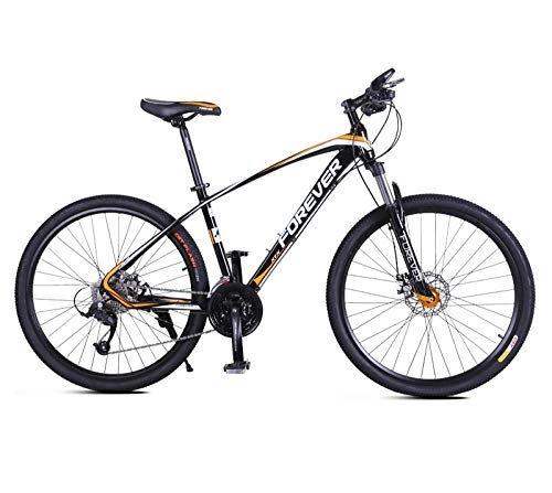 Mountain Bike : Men and women outdoor cross-country mountain bike sports and leisure city commuter car 26 inch 27 speed front and rear double disc brakes-Black orange_26 inches