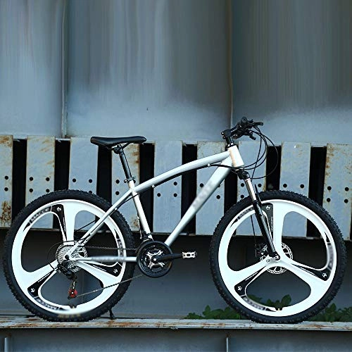 Mountain Bike : Men's and women's color one-wheel mountain bike 26 inch 21 speed bicycle student bike-silver_21 variable speed
