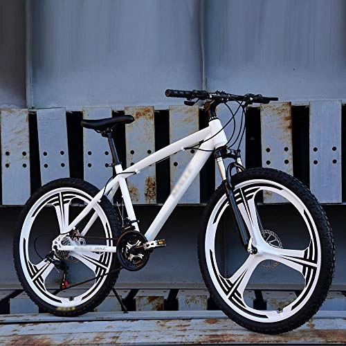 Mountain Bike : Men's and women's color one-wheel mountain bike 26 inch 24 speed bicycle student bike-white_24 variable speed