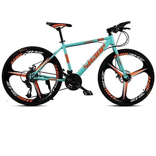 Mountain Bike : Men's and women's folding mountain bikes, outdoor biking, with disc brakes, 24-speed carbon steel frame-Machete / green_30 speed / 26 inch