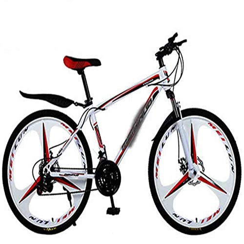 Mountain Bike : Men's And Women's Hybrid Bicycles, 21-speed-30-speed, 24-inch Wheels, Dual-disc Bicycles, Multiple Colors (Color : White red, Size : 24 inches)