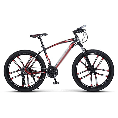 Mountain Bike : MENG 26 inch Mountain Bike 21 / 24 / 27-Speed Carbon Steel Frame Bicycle with Double Disc Brake Urban Bicycle for Adults Mens Womens / Red / 21 Speed