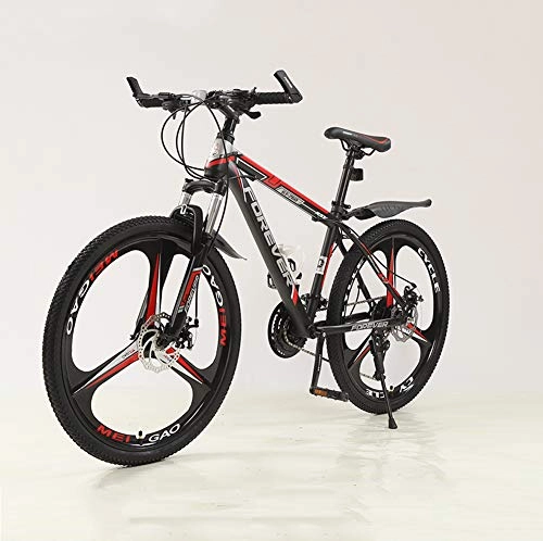 Mountain Bike : Mens Aluminum Mountain Trail Bike 26-Inch Wheels with Disc Brakes, 21 Speed Lightweight Bicycle Full Suspension MTB Bikes with Fat Tire for Men / Women (Black, Dark Blue, Matte Black, Red), Red