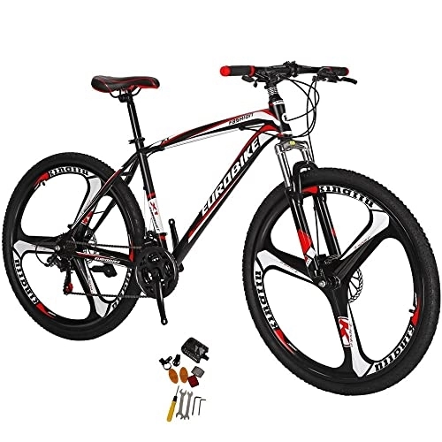 Mountain Bike : Mens Mountain Bike 27.5'' Wheels for Adult Men and Women 17'' Frame (black red)