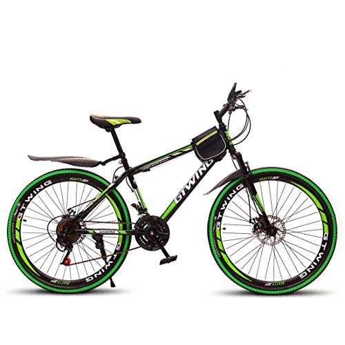 Mountain Bike : MICAKO Bicycle - Mountain Bike, 26 Inch with Super Lightweight Carbon steel Disc Brake, Premium Full Suspension and 21 Speed Gear, Green