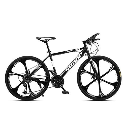 Mountain Bike : MICAKO Mountain Bike 26 Inches Dual Disc Brake Bicycle, 21 / 24 / 27 Speed Steel Frame Foldable - 5 colors, 4 styles MTB, S2Black, 24speed