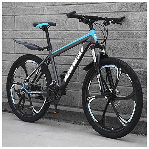 Mountain Bike : MJY 24 inch Mountain Bikes, Mens Women Carbon Steel Bicycle, 30-Speed Drivetrain All Terrain Mountain Bike with Dual Disc Brake, 21vitesses, Black Red 6 Spoke