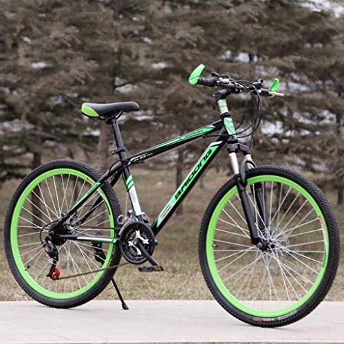 Mountain Bike : MJY Bicycle 26 inch Mountain Bikes, High-Carbon Steel Hard Tail Bike, Off-Road Bicycle Adjustable Seat, High Carbon Steel Frame, Double Shock Absorption 7-2, Black Green