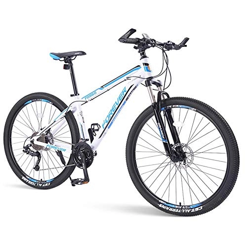 Mountain Bike : MJY Mens Mountain Bikes, 33-Speed Hardtail Mountain Bike, Dual Disc Brake Aluminum Frame, Mountain Bicycle with Front Suspension, Blue, 26 Inch