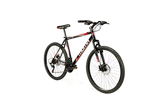 Mountain Bike : Moma Bikes, FOX Mountain Bike, 26", Black, Aluminium, SHIMANO 21 Speeds, Disc Brakes, Zoom Suspension Fork