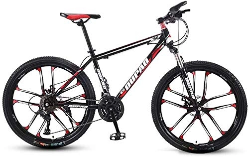 Mountain Bike : Mountain Bicycle 24 / 26 Inch Multiple Variable Speed 21 / 24 / 27 / 30 Speed Travel Bicycle Adult Men and Women MTB Bike Double Disc Brake High Carbon Steel Frame Outdoor Cycling Bike (Black)-24 speed_26 in
