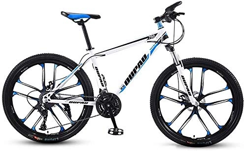 Mountain Bike : Mountain Bicycle 24 / 26 Inch Multiple Variable Speed 21 / 24 / 27 / 30 Speed Travel Bicycle Adult Men and Women MTB Bike Double Disc Brake High Carbon Steel Frame Outdoor Cycling Bike (White)-27 speed_26 in