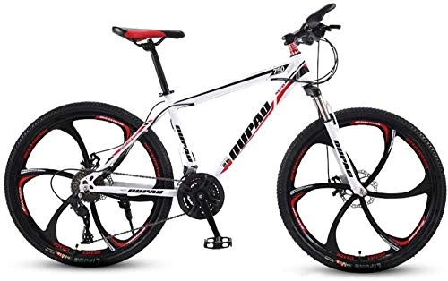 Mountain Bike : Mountain Bicycle 24 / 26 Inch Multiple Variable Speed 21 / 24 / 27 / 30 Speed Travel Bicycle Adult Men and Women MTB Bike Double Disc Brake High Carbon Steel Frame Urban Track Damping Bike White-30 speed_26