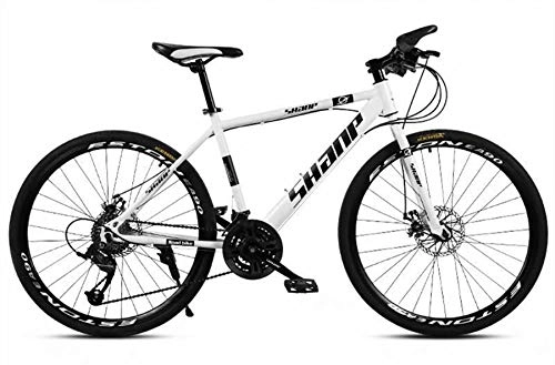Mountain Bike : Mountain Bicycle 24 Inch, High Carbon Steel And Aluminum Alloy Frame 24 Speed MTB Bike Spoked Wheel Road Bike Outdoor Bike, White