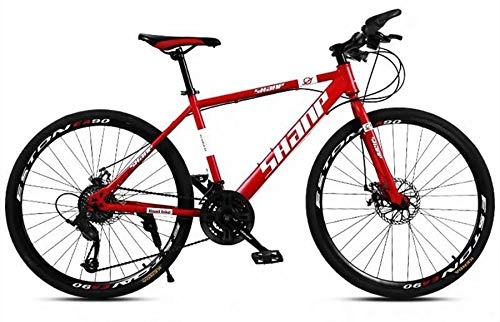 Mountain Bike : Mountain Bicycle 24 Inch, High Carbon Steel And Aluminum Alloy Frame 30 Speed MTB Bike Spoked Wheel Road Bike Outdoor Bike, Red